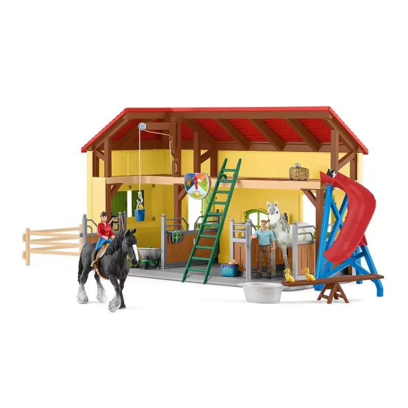 schleich FARM WORLD Establo de caballos, granja, animales de granja / juguete de granja, 3 años, multicolor, plástico