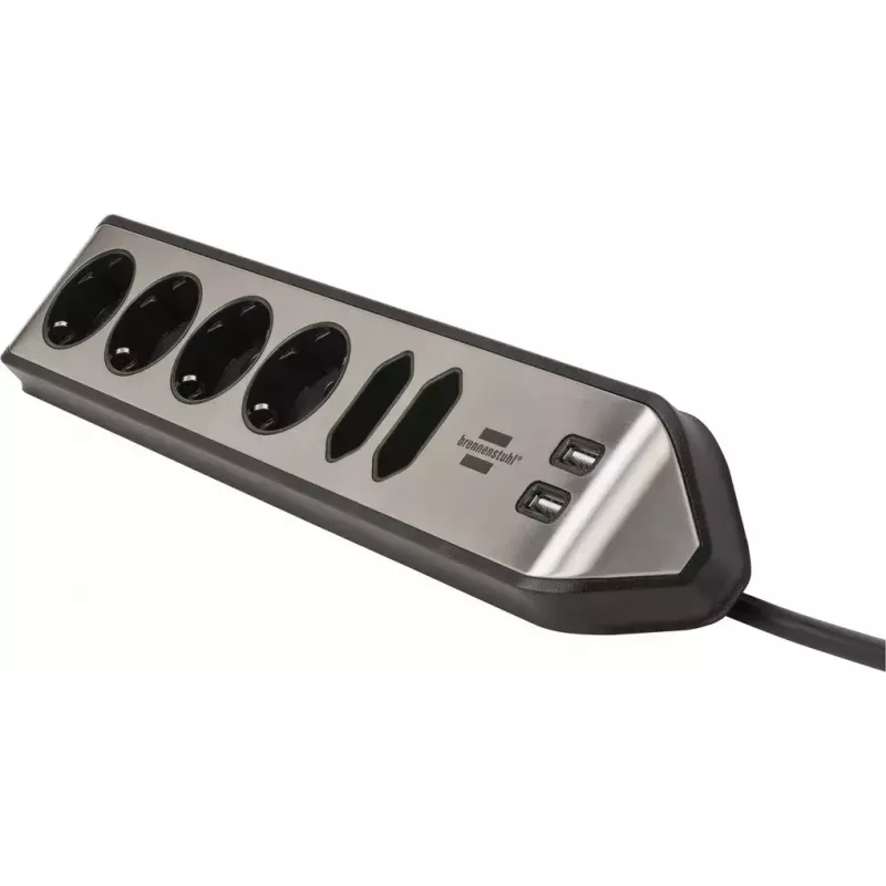 Regleta de enchufes Brennenstuhl 1153590610 2 m 6 salidas AC para interior negro plata