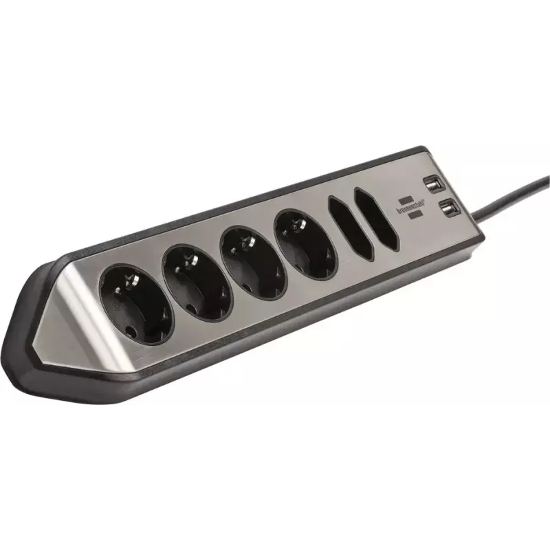Regleta de enchufes Brennenstuhl 1153590610 2 m 6 salidas AC para interior negro plata