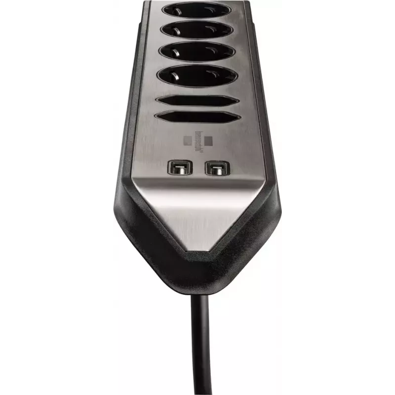 Regleta de enchufes Brennenstuhl 1153590610 2 m 6 salidas AC para interior negro plata