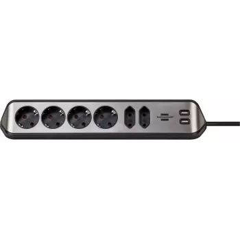 Regleta de enchufes Brennenstuhl 1153590610 2 m 6 salidas AC para interior negro plata