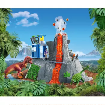 Schleich Dinosaurio campamento base de expedición al volcán multicolor 42564