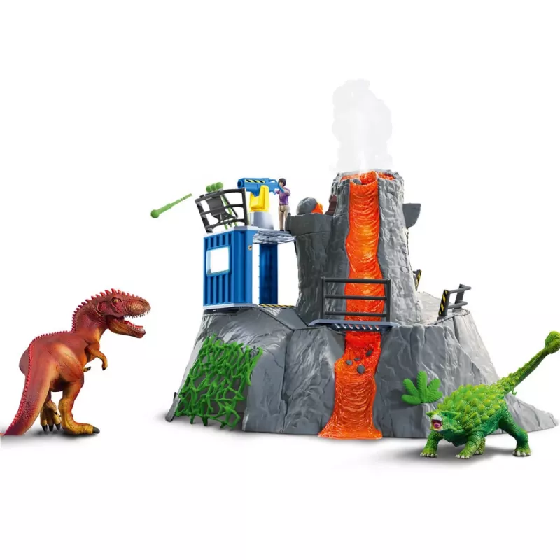 Schleich Dinosaurio campamento base de expedición al volcán multicolor 42564