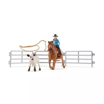 schleich Cowgirl Team Roping Fun, 3 años, multicolor