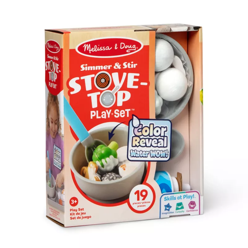 Melissa & Doug Simmer & Stir set de juego de cocina con comida de juguete Water WOW Color Reveal, juguete preescolar a partir de 3 años