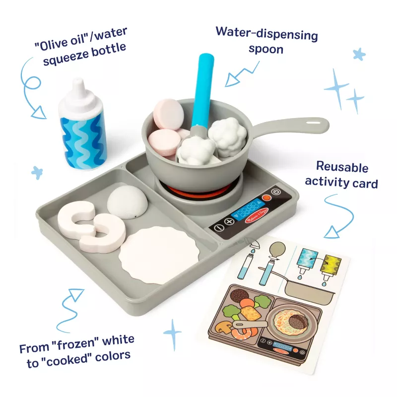 Melissa & Doug Simmer & Stir set de juego de cocina con comida de juguete Water WOW Color Reveal, juguete preescolar a partir de 3 años