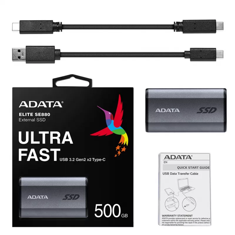 ADATA SE880 500 GB USB Type-C 3.2 Gen 2 (3.1 Gen 2) Wi-Fi gris