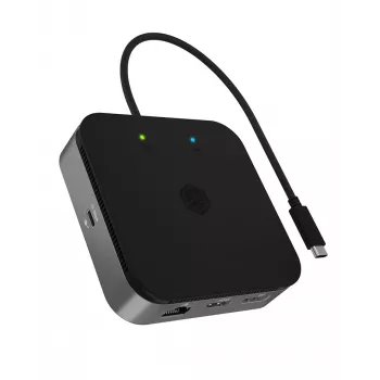 ICY BOX DockingStation USB4® 7 en 1 con salida de vídeo dual, con cable, USB4, 60 W, 3,5 mm, 10,100,1000 Mbit/s, antracita
