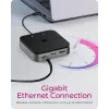 ICY BOX DockingStation USB4® 7 en 1 con salida de vídeo dual, con cable, USB4, 60 W, 3,5 mm, 10,100,1000 Mbit/s, antracita
