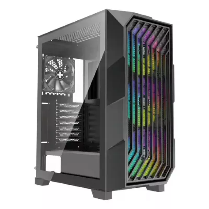 Caja de PC Midi Tower XILENCE Performance A+ BREEZE II — negra, cristal templado, compatible con ATX/Micro‑ATX/Mini‑ITX, 3x140mm frontal, 1x120mm trasero