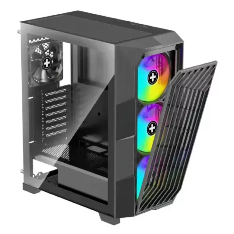 Caja de PC Midi Tower XILENCE Performance A+ BREEZE II — negra, cristal templado, compatible con ATX/Micro‑ATX/Mini‑ITX, 3x140mm frontal, 1x120mm trasero