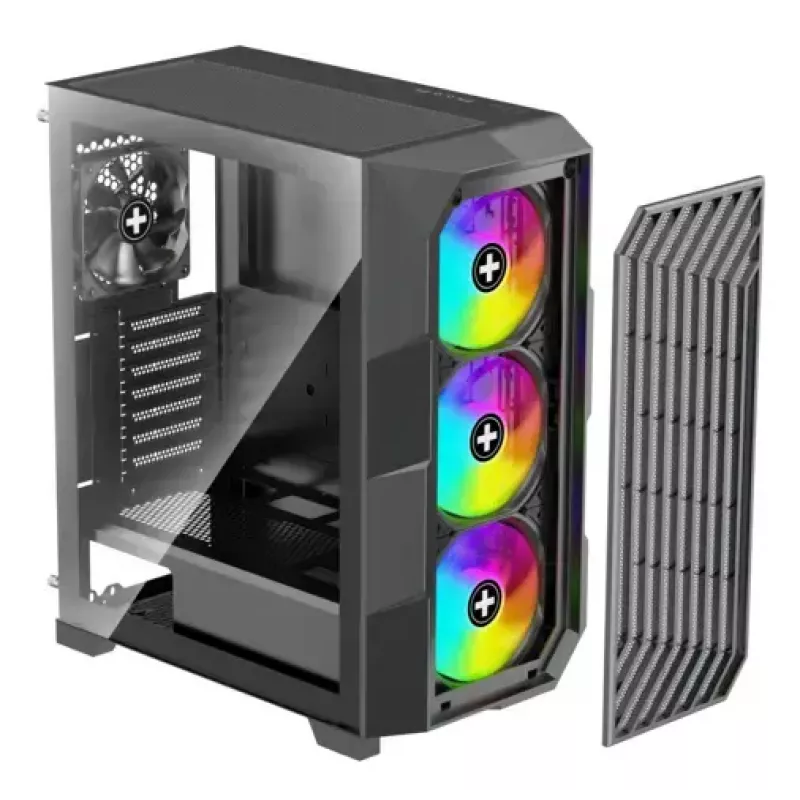 Caja de PC Midi Tower XILENCE Performance A+ BREEZE II — negra, cristal templado, compatible con ATX/Micro‑ATX/Mini‑ITX, 3x140mm frontal, 1x120mm trasero