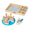 Melissa & Doug tarta de cumpleaños – alimento de juguete de madera con decoraciones intercambiables y 7 velas