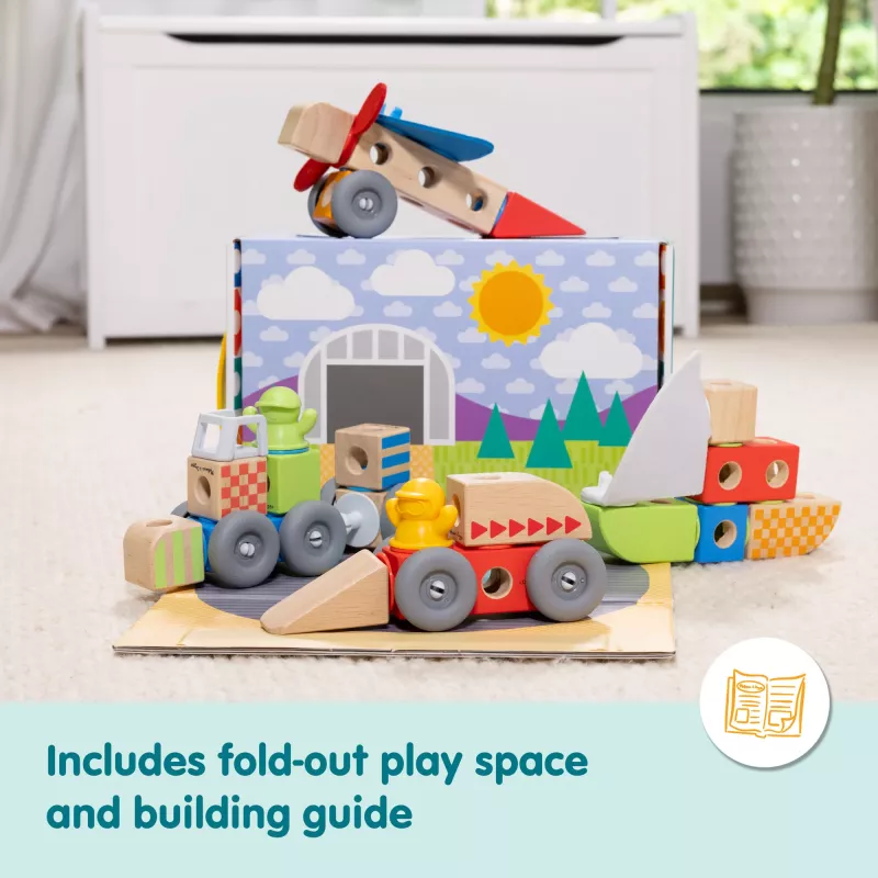 Melissa & Doug Blockables Vehículos set de construcción de madera, 54 piezas, 6074902