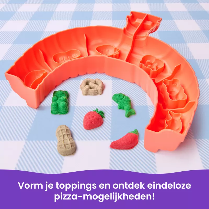 Kinetic Sand, SquishPizza set de juego de horno de pizza que crece, regalos creativos de Pascua, incluye 1 lb de arena moldeable y 5 herramientas, manualidades de alimentos de juguete para niños