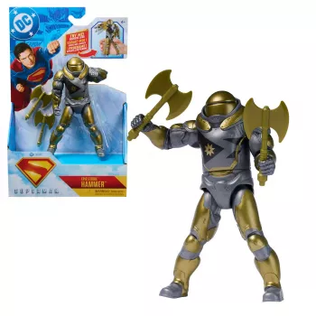 Figura de acción Superman Hammer of Boravia 6 pulgadas, estilo película, incluye 2 accesorios, Oro/Gris