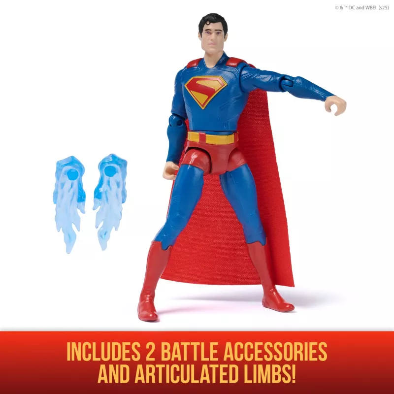 DC Comics, SUPERMAN Figura de acción Epic Strike, 15 cm, estilo auténtico de la película, incluye 2 accesorios, juguete para niños y niñas a partir de 4 años