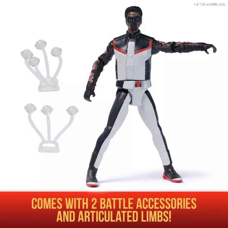 DC Comics, SUPERMAN, Mr. Terrific, Figura de acción Epic Strike, 15 cm, diseño auténtico de la película, incluye 2 accesorios, juguete para niños y niñas a partir de 4 años
