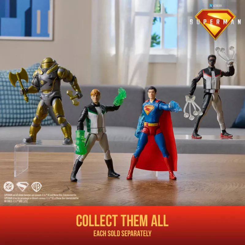DC Comics, SUPERMAN, Mr. Terrific, Figura de acción Epic Strike, 15 cm, diseño auténtico de la película, incluye 2 accesorios, juguete para niños y niñas a partir de 4 años