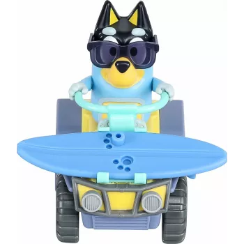 Moose Toys Bluey S9 Set de figura y vehículo Quad de playa con Bandit