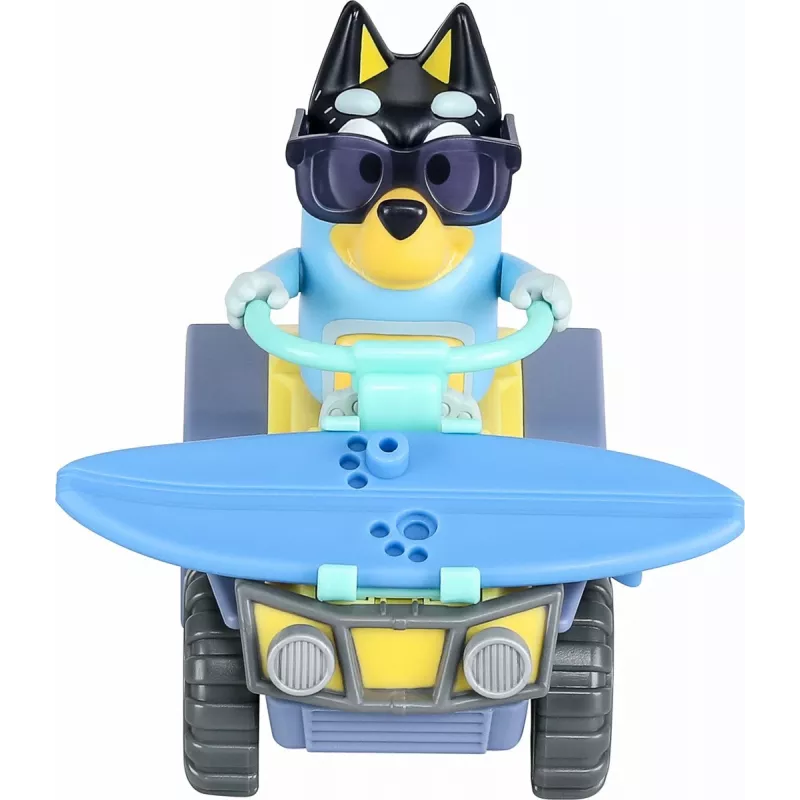 Moose Toys Bluey S9 Set de figura y vehículo Quad de playa con Bandit