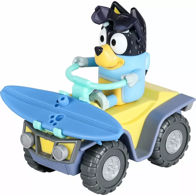 Moose Toys Bluey S9 Set de figura y vehículo Quad de playa con Bandit