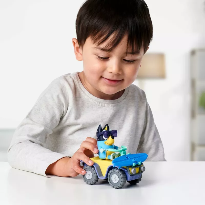 Moose Toys Bluey S9 Set de figura y vehículo Quad de playa con Bandit