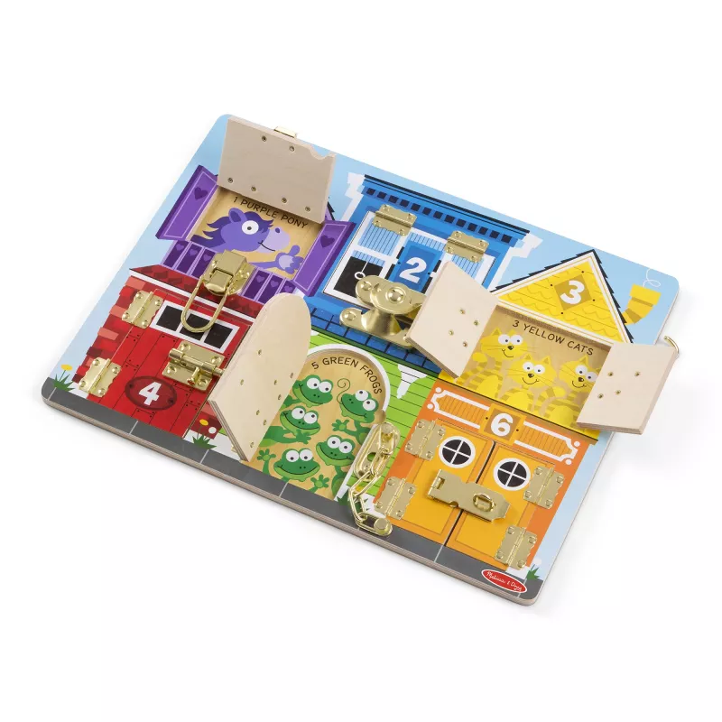Melissa & Doug MDT MSK Latches Board Display GML, 3 años, madera, multicolor