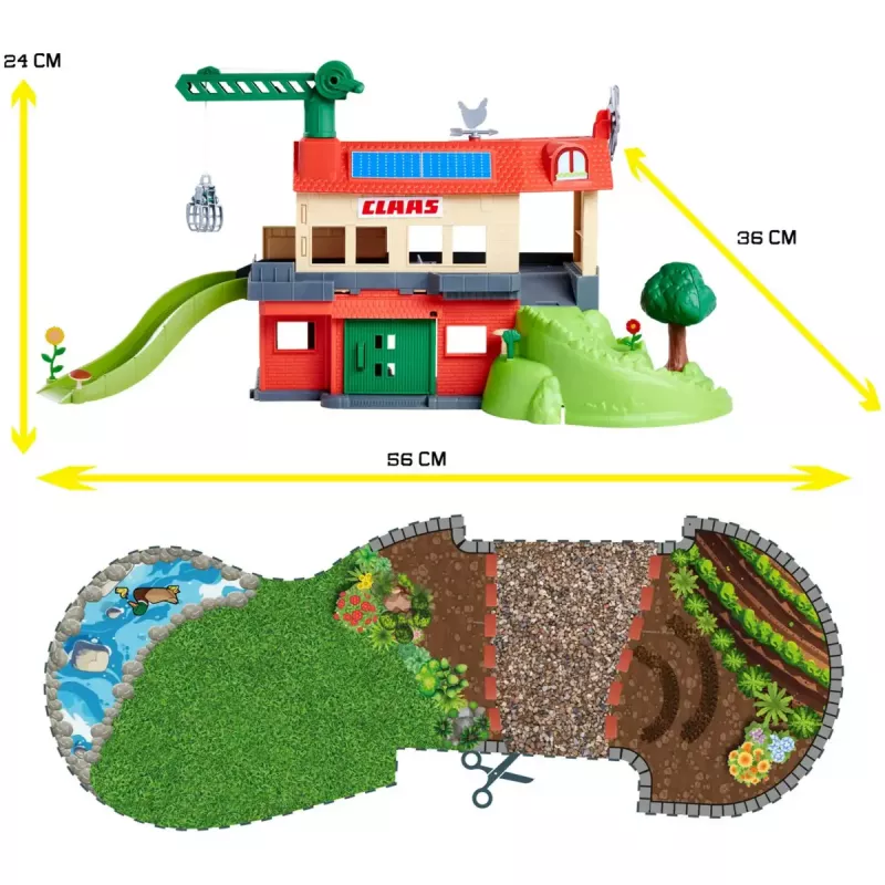 Playset Simba‑Dickie Majorette CLAAS Farm Playset — edificio de juego, set temático de granja