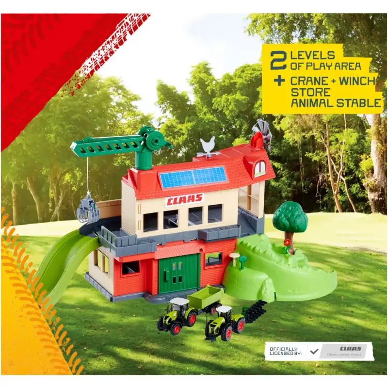 Playset Simba‑Dickie Majorette CLAAS Farm Playset — edificio de juego, set temático de granja