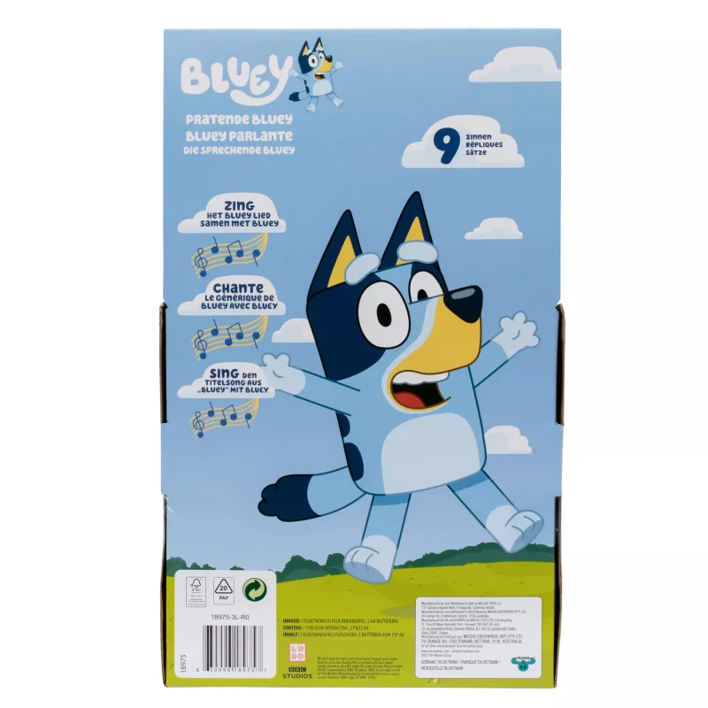 Moose Toys BLUEY parlante, personaje de dibujos animados, 3 año(s), con sonido, AA, pilas incluidas