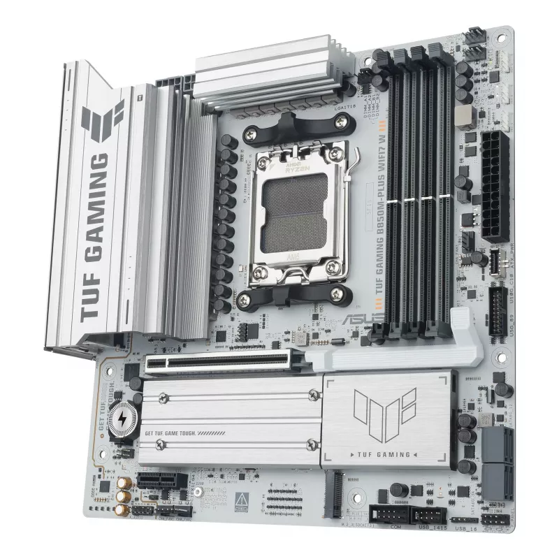 Placa base ASUS TUF GAMING B850M-PLUS WIFI7 W, AMD B850, socket AM5, micro ATX, DDR5, 4×DIMM, hasta 256 GB, Wi‑Fi 7, Ethernet 2,5Gb