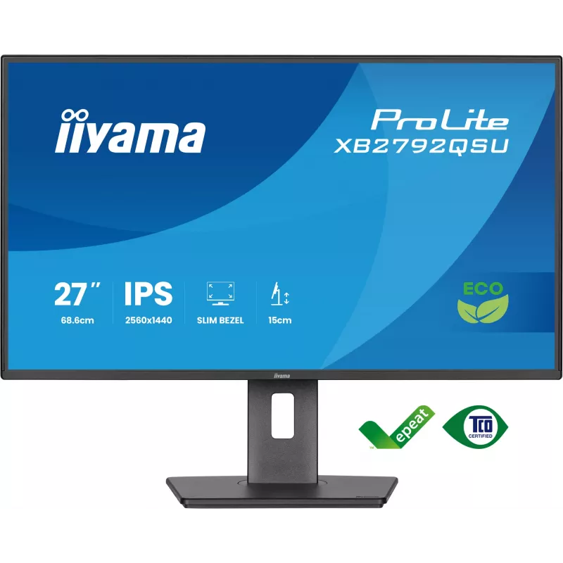 iiyama ProLite XB2792QSU-B1 monitor IPS QHD de 27 pulgadas, HDMI, DP, concentrador USB, 120 Hz, negro