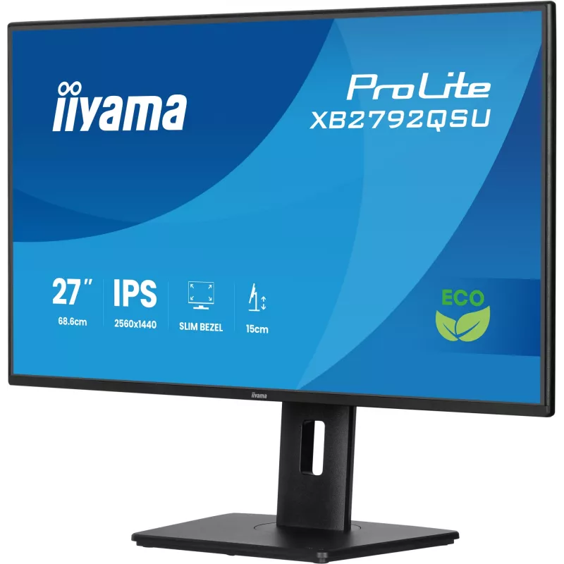 iiyama ProLite XB2792QSU-B1 monitor IPS QHD de 27 pulgadas, HDMI, DP, concentrador USB, 120 Hz, negro