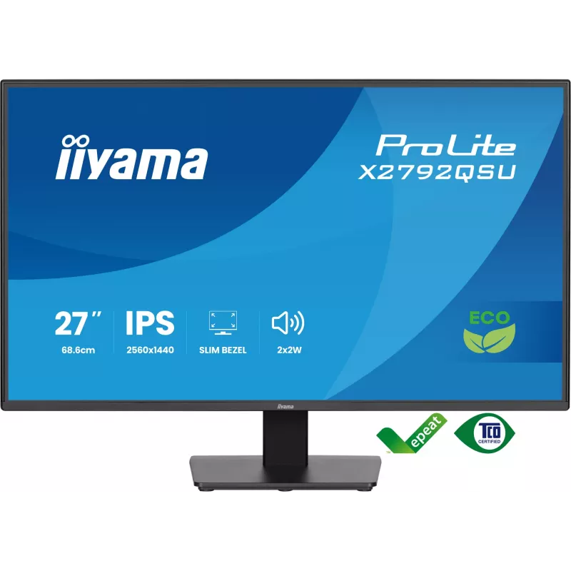 iiyama ProLite X2792QSU-B1 monitor de ordenador 68,6 cm (27 pulgadas) 2560 x 1440 píxeles Quad HD LED negro