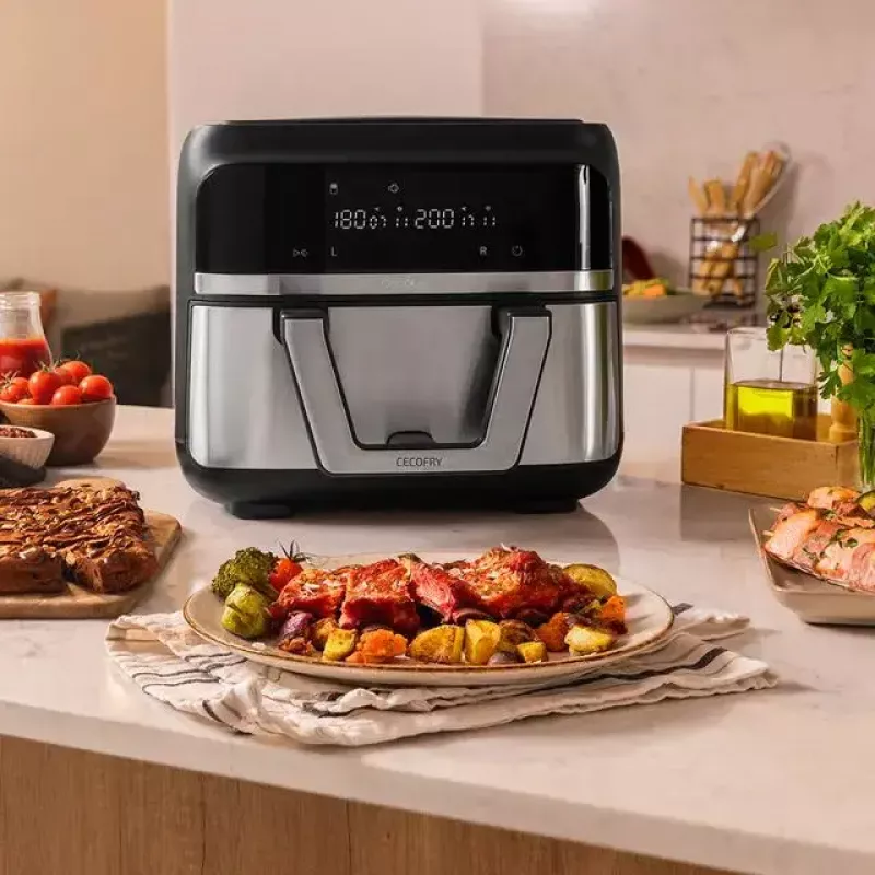 Freidora de aire Cecotec Cecofry Dual 9000 9 L 2850 W negra acero inoxidable