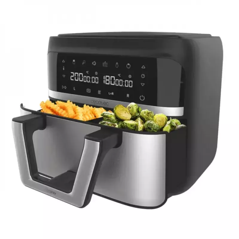 Freidora de aire Cecotec Cecofry Dual 9000 9 L 2850 W negra acero inoxidable