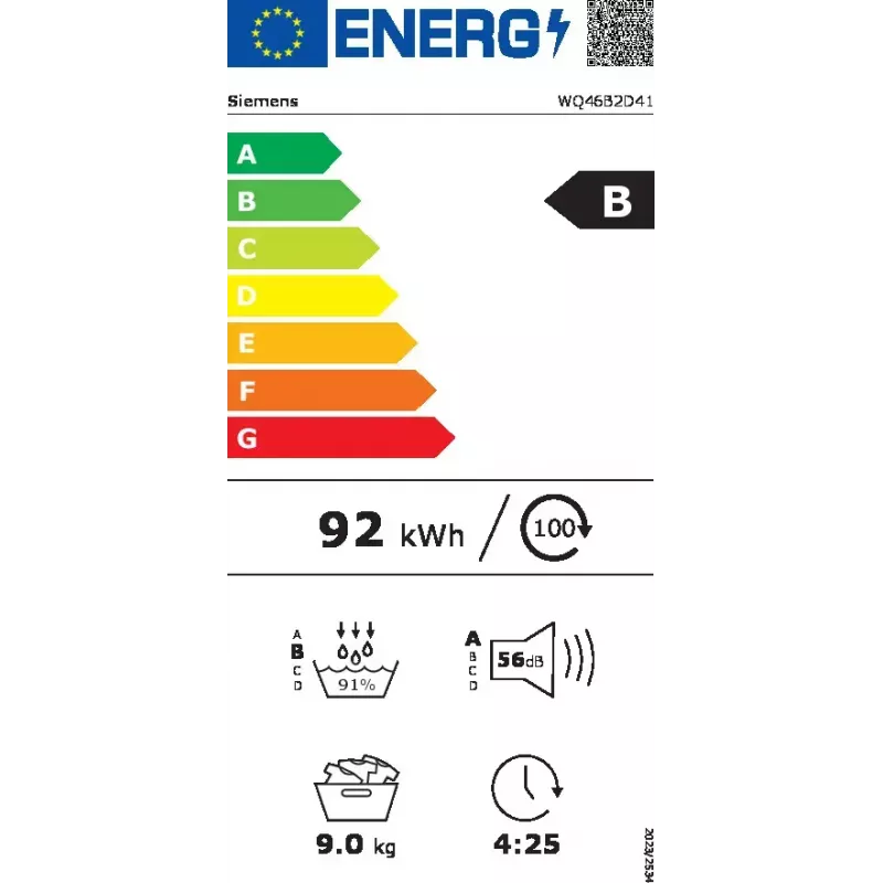 Secadora de condensación con bomba de calor Siemens iQ700 WQ46B2D41 independiente carga frontal 9 kg blanca