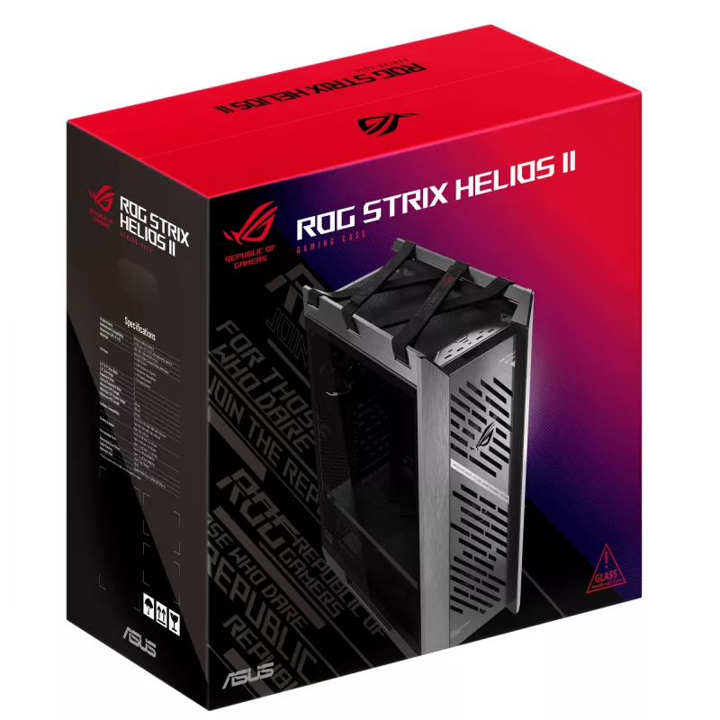 ASUS ROG Strix Helios II GX601S caja de PC, Midi Tower, E-ATX, cristal templado, Aura Sync RGB, 4 ventiladores de 140 mm, USB-C, negra