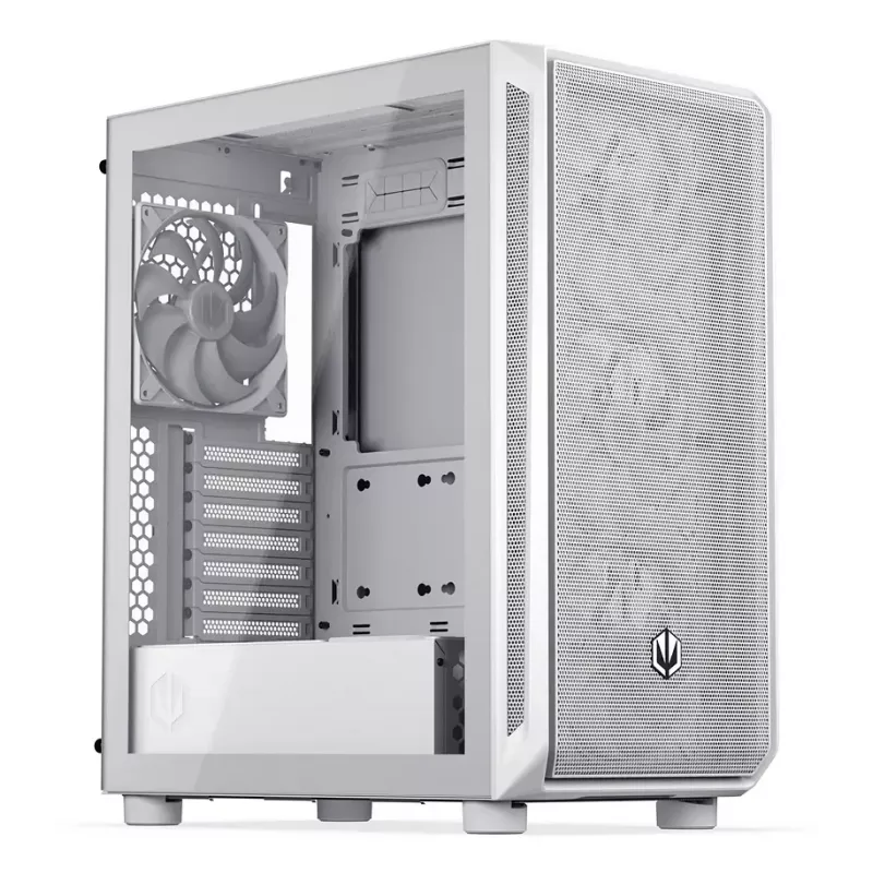 Caja semitorre para PC ENDORFY ARX 500 ARGB Blanca – cristal templado, compatible con ATX/Micro-ATX/Mini-ITX, 3x140 mm frontal + 1x140 mm trasero, 1×3,5