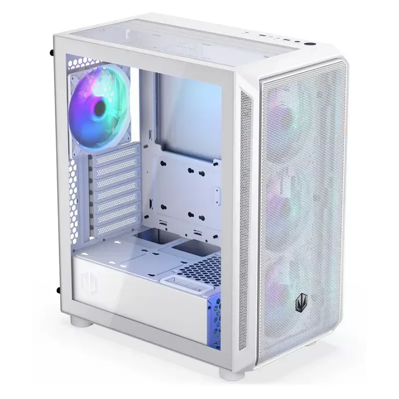 Caja semitorre para PC ENDORFY ARX 500 ARGB Blanca – cristal templado, compatible con ATX/Micro-ATX/Mini-ITX, 3x140 mm frontal + 1x140 mm trasero, 1×3,5