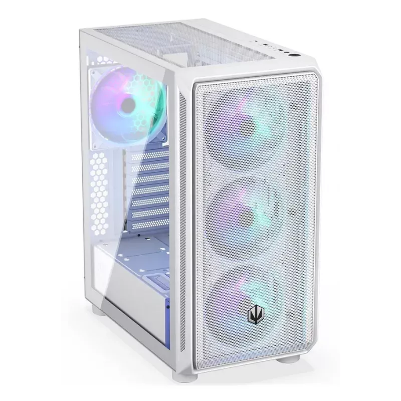 Caja semitorre para PC ENDORFY ARX 500 ARGB Blanca – cristal templado, compatible con ATX/Micro-ATX/Mini-ITX, 3x140 mm frontal + 1x140 mm trasero, 1×3,5