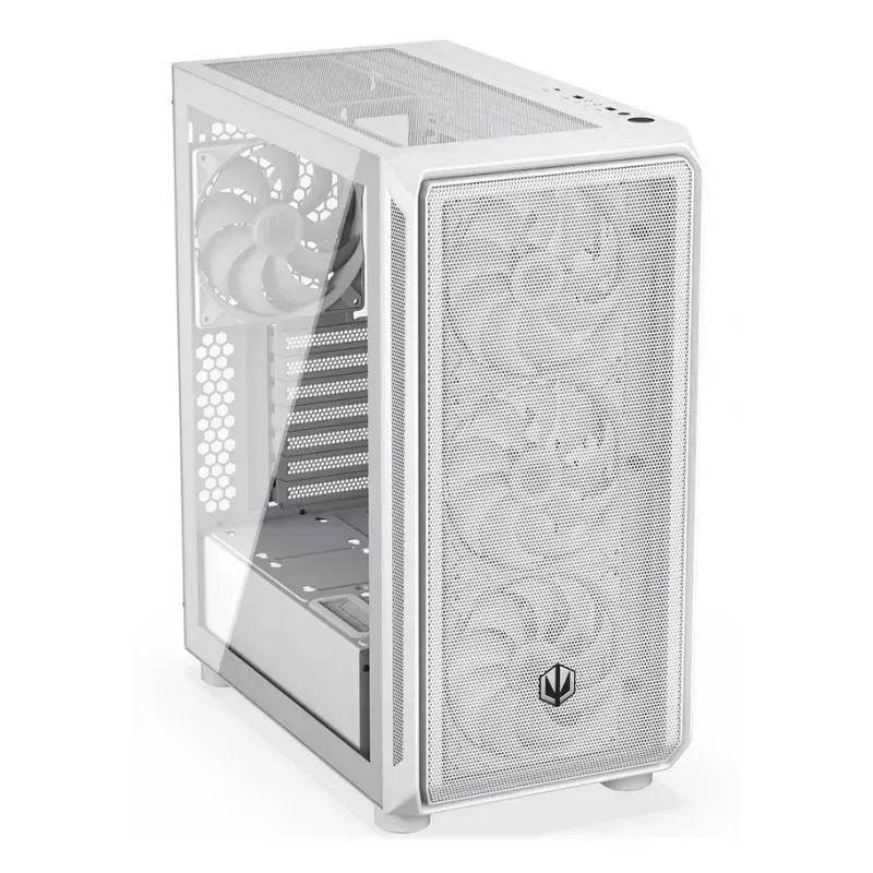 Caja semitorre para PC ENDORFY ARX 500 ARGB Blanca – cristal templado, compatible con ATX/Micro-ATX/Mini-ITX, 3x140 mm frontal + 1x140 mm trasero, 1×3,5