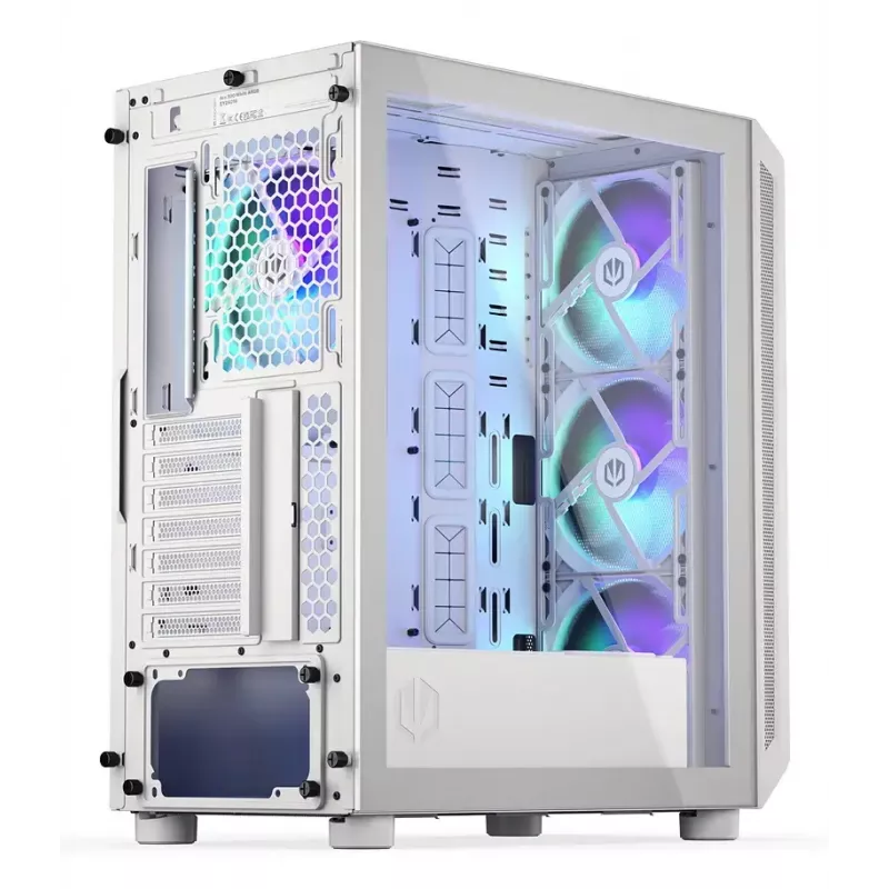 Caja semitorre para PC ENDORFY ARX 500 ARGB Blanca – cristal templado, compatible con ATX/Micro-ATX/Mini-ITX, 3x140 mm frontal + 1x140 mm trasero, 1×3,5