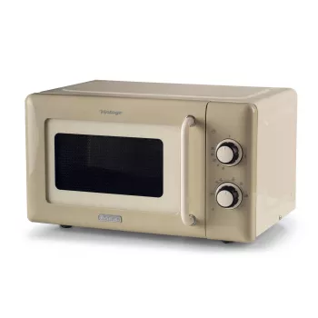 Ariete Vintage Line 3960 Microondas vintage, 800 W, capacidad 20 L, 3 funciones, 5 niveles de cocción, temporizador, Beige