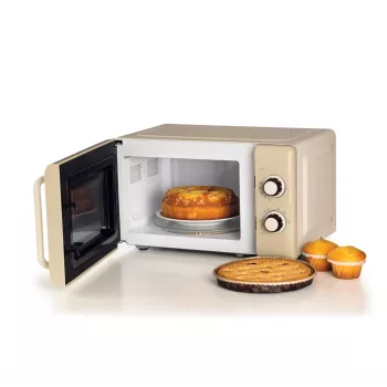 Ariete Vintage Line 3960 Microondas vintage, 800 W, capacidad 20 L, 3 funciones, 5 niveles de cocción, temporizador, Beige
