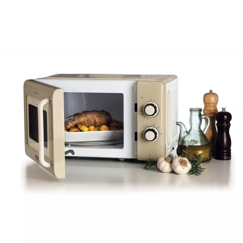 Ariete Vintage Line 3960 Microondas vintage, 800 W, capacidad 20 L, 3 funciones, 5 niveles de cocción, temporizador, Beige