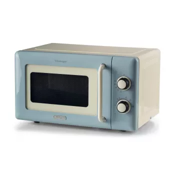 Ariete Vintage Line 3960 Microondas vintage, 800 W, capacidad 20 l, 3 funciones, 5 niveles de cocción, temporizador, Azul