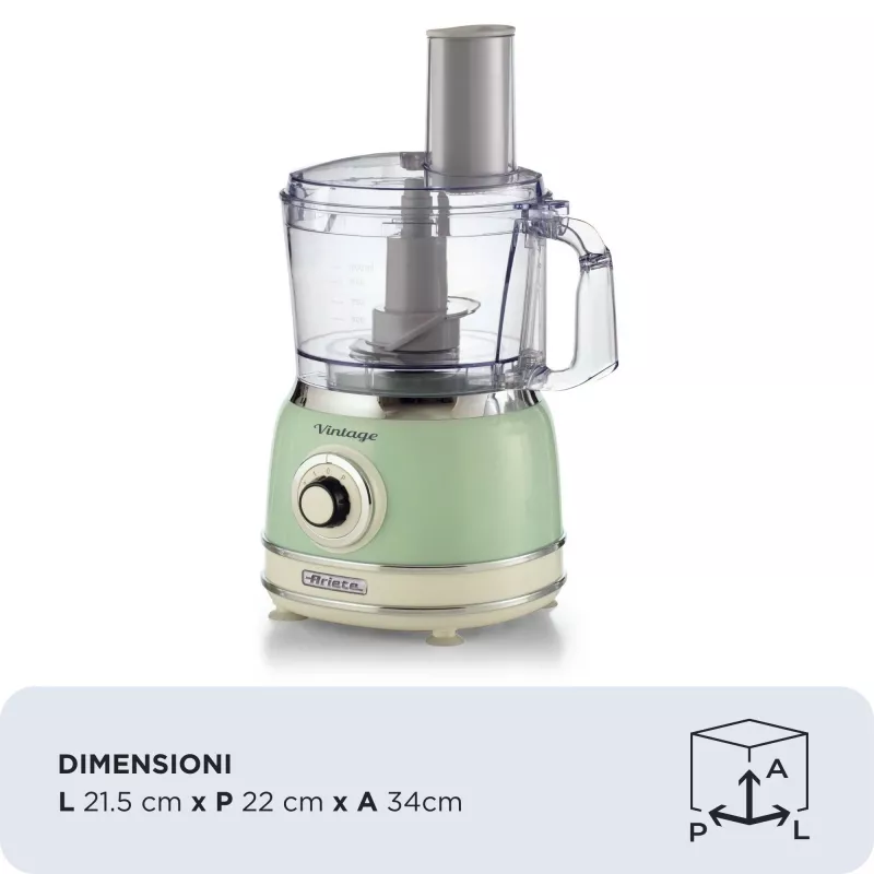Robot de cocina ARIETE Vintage Line 1781/04 — 1000 W, 2,1 L, Verde
