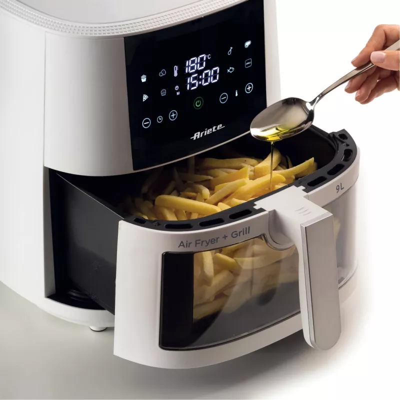 Ariete 4630/03 freidora de aire, 9 l, 1500 W, capacidad de 3,5 kg, hasta 200 °C, control táctil, blanca
